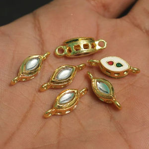 Perles en gros Beadsnfashion JKK, alliage doré de luxe, Meenakri Kundan, 10-15 mm, formes assorties, connecteurs de bijoux pour femmes, sac à fermeture éclair - Product Image 5