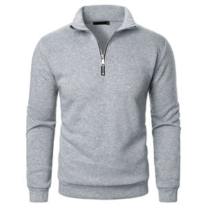 Sweat-shirt personnalisé à demi-fermeture éclair pour hommes 100% coton biologique de grande taille à épaules tombantes Sweat-shirt vierge pour hommes de base en coton mélangé - Product Image 5