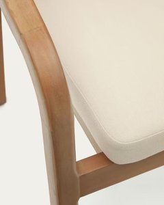 Chaise de salle à manger moderne et écologique Marreta, fabriquée en teck massif, dossier en corde tressée avec rembourrage imperméable, finition naturelle - Product Image 5