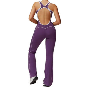 Ensemble de yoga pour femmes tendance 2025 Nouvelle arrivée Motif uni Taille haute élastique extensible dans les quatre sens Leggings 2 pièces Équipement de fitness - Product Image 6