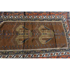 พรมขนแกะสีน้ำตาลน้ำเงินแบบดั้งเดิม3.5 x 6.2ft แฮนด์เมดพรมสี่เหลี่ยมสไตล์ตุรกีสำหรับห้องนั่งเล่นพรมยางปูพื้นข้างเตียงแบบใหม่ - Product Image 5