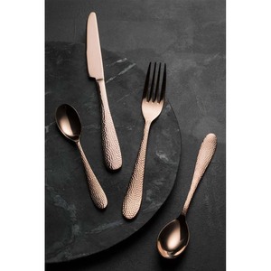 Tenedor y cuchara de acero inoxidable chapado en oro, juego de cuchillos de lujo con mango redondo - Product Image 5