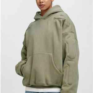 Alta calidad 500 Gsm hombres algodón grueso pesado francés Terry pulóver Sudadera con capucha personalizado de gran tamaño polar con hombro caído-para invierno - Product Image 5