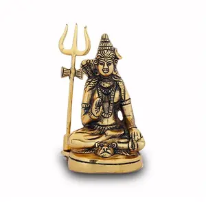 New Arrival Handicraft Religious Gold Plated Lord Shiv Sculpture Statue Home Temple Decoration Shiv Idol Statue