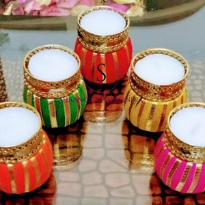 Bougeoir indien chauffe-plat décor de maison festif Pooja pendaison de crémaillère henné Haldi Mehandi décoration de mariage retour cadeaux bougie - Product Image 3