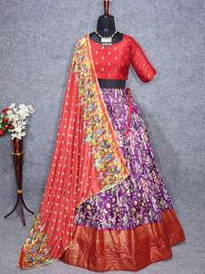 Présentation de notre tradition et de luxe Kalamkari Kathak Design Dola Silk Lehenga Choli pour un look exquis - Product Image 4