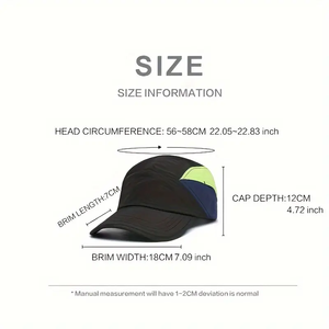 Casquette de sport à séchage rapide, casquette de baseball respirante à blocs de couleurs pour les activités de plein air, casquette de protection solaire pour le camping - Product Image 4