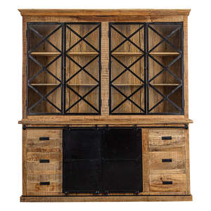 Mangohouten Milan 200 cm buffetkast Met antieke deurtjes Houten meubelstuk - Product Image 1