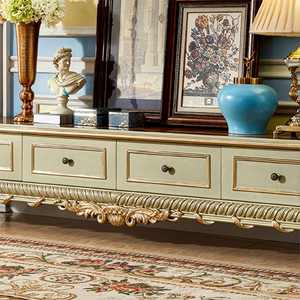 Luxury European Classic Solid Teak Wood <b>Sideboard</b> Cabinet Eco-Friendly Modern Design Kitchen Dining Home Bar Living Room Lobby - Product Image 3