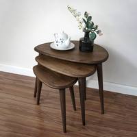 Ensemble de table gigogne en bois avec finition lisse idéal pour table basse de salon et support d'angle