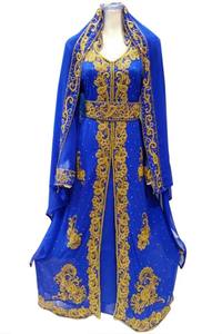 Cuentas azules y piedra trabajo Georgette cosido a mano ODM árabe marroquí Kaftan característica transpirable - Product Image 2