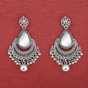 Jeweljunk Boucles d'oreilles manchette fines plaqué argent miroir Dangler 1314736 - Product Image 1