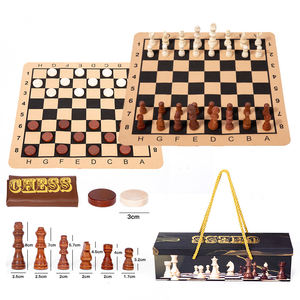 Scacchi in legno <span class=keywords><strong>Vintage</strong></span> Set e dama di gioco portatile scacchiere in pelle pieghevole scacchiere con scatola di immagazzinaggio - Product Image 2