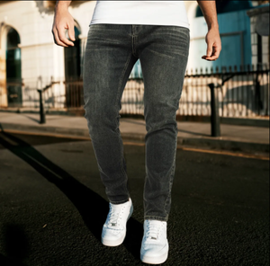 Pantalones de mezclilla negros con logotipo personalizado para hombre High Street Fashion Skinny Slim Fit Jeans Streetwear Urban Quality Jeans para EE. UU. Y Europa - Product Image 5