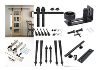 Oredy Cadre en aluminium noir Porte coulissante en bois massif Porte de grange et kit de quincaillerie pour la maison