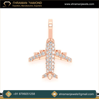Collier pendentif en or 14 carats avec diamant naturel, design unique et tendance, petit avion glacé, bijoux personnalisés, cadeau pour enfants
