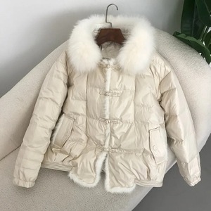 Chaqueta de plumón de pato blanco para mujer de invierno, Abrigo acolchado corto y cálido para mujer, Parka Vintage holgada para mujer - Product Image 6