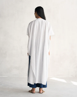 Robe longue kaftan en lin blanc 100% naturel, écologique, lavable, respirante, teinte unie, style bohème minimaliste vintage, idéale pour l'extérieur