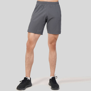 Shorts Bermuda pour homme, couleur unie, séchage rapide, taille élastique, décontractés, sport, course à pied, gym, gris, tissu polyester tricoté - Product Image 5