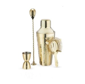 Professional Set of 4 Stainless Steel Gold Hammered Barware Set Available in Affordable Price - Product Image 5