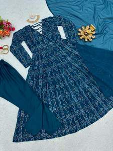 Traje Anarkali de último diseñador de Fab Zone Faux Georgette con hilo de secuencia Trabajo Ropa india y pakistaní - Product Image 5