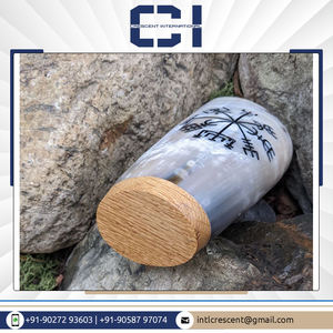 Tasse à bière compacte en corne de buffle polie de 3 pouces tasse en verre à boire Viking naturel pour fêtes-quantité en vrac exportateur - Product Image 6