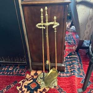 Authentic brass fire <b>tools</b> with retro character and durable design created for family rooms and winter home traditions - Product Image 6