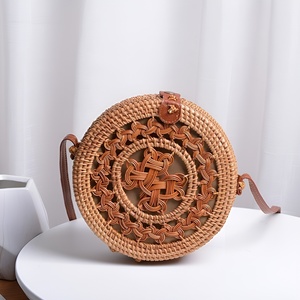 100% Handcrafted <b>Women</b> Round <b>Beach</b> Rattan <b>Bag</b> OEM Accepted Eco Friendly <b>Bags</b> Made in Vietnam - Product Image 5