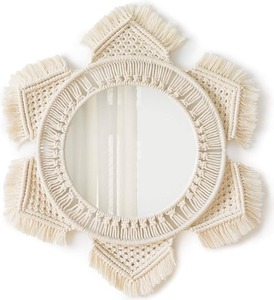 Macramé Espejo de pared Producto tejido hecho a mano para decoración del hogar Espejo de pared colgante a precio mayorista con el mejor producto de calidad - Product Image 4