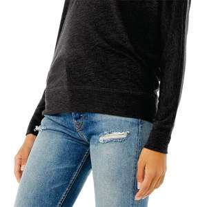 Camiseta de manga larga con hombros descubiertos para mujer, camisa holgada y drapeada con puños Rib 65% poliéster 35% de algodón, 32 o 3,7 oz, gris oscuro - Product Image 5