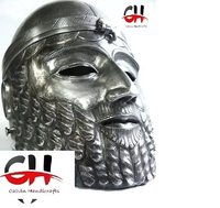CHX 14ga Plaque faciale médiévale pour casque de chevalier romain tardif, avec impression en relief thème bouddhiste, en métal argenté, Calvin Handicraft