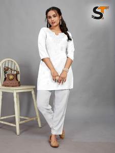 Varios colores y tamaños último traje de diseñador excelente calidad Reyon bordado trabajo Kurti de Surat compras en línea - Product Image 4