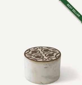 Handmade <b>Marble</b> Jewelry Box Eco-Friendly Stone Storage Floral Inlay Design Artisan Designed Luxury Organizer Customizable Size - Product Image 3