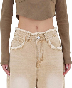 กางเกงเอวสูงมีกระเป๋าและขากางเกงลำลองสำหรับผู้หญิงกางเกงทำงานทรงหลวมกางเกงใส่วิ่งจ๊อกกิ้งกางเกงคาร์โก้สตรี - Product Image 4