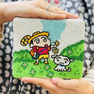 กระเป๋าใส่เหรียญทรงสี่เหลี่ยม งานปักลูกปัดแก้ว งานฝีมือสุดหรู ทันสมัย ลายการ์ตูน สำหรับวันหยุดฤดูร้อน ดีไซน์เก๋ไก๋ ไม่ซ้ำใคร - Product Image 1