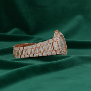 Montre automatique de luxe en moissanite glacée, or rose, acier inoxydable, saphir, étanche, style diamant, pour homme et femme - Product Image 2