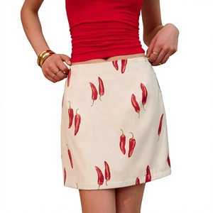 EVERGLOW 2026 Women's Mini <b>Skirt</b> Red Solid Casual Summer <b>Skirt</b> High Waist Straight 100% Linen Fabric High Elastic Eco-Friendly - Product Image 1