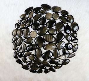 จี้อัญมณีทรงหลังเบี้ยทำมือแบบออบซิเดียนเงาธรรมชาติอัญมณีหลวมสำหรับทำเครื่องประดับตามสั่ง - Product Image 5