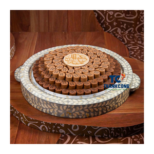 High Quality MOTHER OF PEARL TRAYS with cover Handmade Decor Trays Ideal for Ramadan Feasts and Modern Middle Eastern Homes - Product Image 2