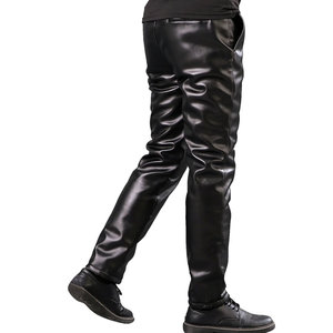 Pantalones de Cuero Sintético para Hombre, Estilo Rock, para Discoteca, Ajustados, Rectos, Tipo Motociclista, Cintura Alta con Cremallera - Product Image 1