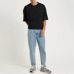 Camiseta de Hombre de Algodón 100% de Buena Calidad, Corte Cuadrado, Diseño de Logotipo Personalizado, Cuello Redondo Acanalado de Lujo, Ropa Masculina - Product Image 6