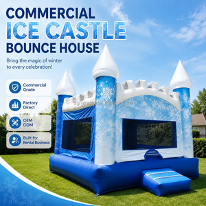 Château gonflable commercial d'hiver en forme de flocon de neige, palais de glace, pour la location lors de fêtes, événements scolaires ou autres occasions. - Product Image 1