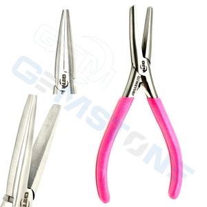 Pinzas de 6 pulgadas de acero inoxidable con boca plana para extensiones de cabello, color plateado con mango rosa, herramienta de ajuste y extracción, duraderas y reutilizables - Product Image 2