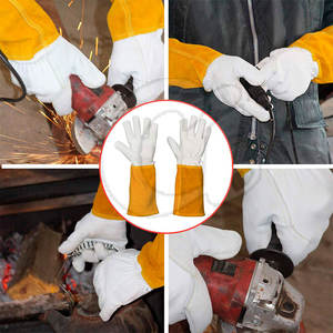 ถุงมือช่างเชื่อมหนังสังเคราะห์ระบายอากาศได้ดีสำหรับมือถุงมือช่างเชื่อมหนังทำงานดีไซน์เฉพาะ - Product Image 6