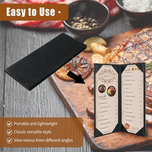 Carpeta de Menú de Cuero Negro de Doble Pliegue, Estilo Libro, con Capacidad para 2 Páginas, para Bebidas, para Restaurante o Bar - Product Image 5