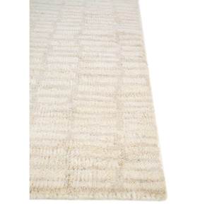 Tapis en laine noué à la main AKWT-1052, beige et marron, couleur unie, pour salon, entrée et couloir, forme puzzle rectangulaire - Product Image 4