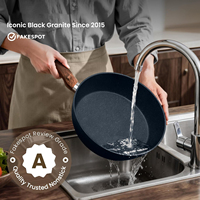 Ensemble de 12 ustensiles de cuisine modernes en granit bleu marine, antiadhésifs, en aluminium forgé, compatibles induction, de fabrication OEM