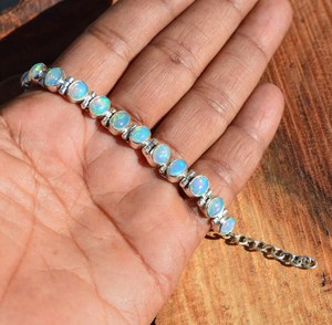 Ethiopian Fire Opal <b>Bracelet</b> Adjustable Sterling Silver Fire Opal Jewelry Handmade Elegant Gift For Women - Product Image 1