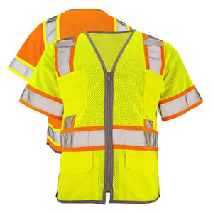 High Visibility Zipper Reflective Security Construction Vest Casual Short Sleeve Multi-Pocket Traffic Road Casual Outer Wear - Product Image 2