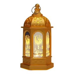 Arabian Muslim Eid Mubarak <b>LED</b> <b>Light</b> Ramadan Golden Iron Crafts Hanging Lantern <b>Party</b> Table Decoration Ornaments - Product Image 2